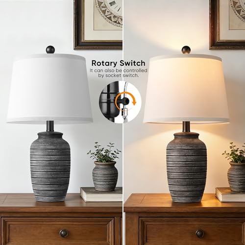 Bedside Lamps Set of 2 with Linen Lampshade (2 Count)