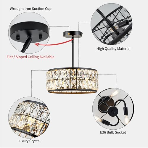 3 Light Crystal Ceiling Light