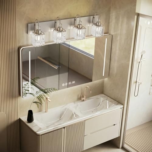 Crystal Brushed Nickel Vanity Light for Bathroom 4