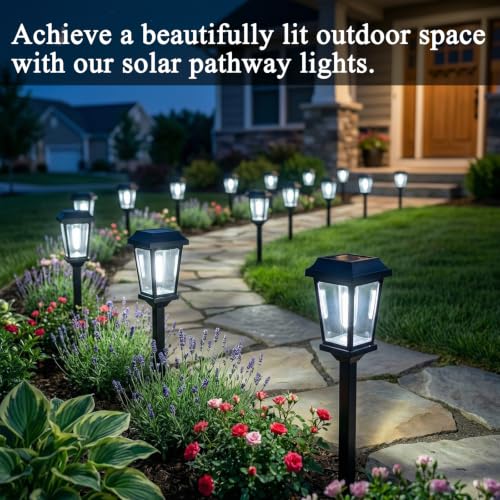 Solar Pathway Lights Outdoor LED Garden Lights for Yard Walkway Driveway (8 Count)
