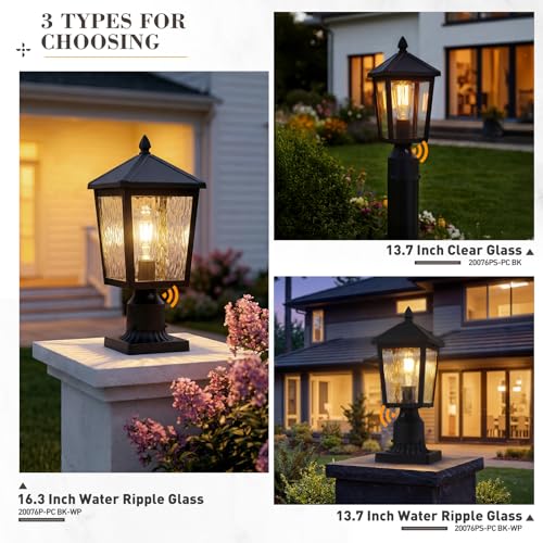 Lantern Post Light Fixture with Photocell Sensor