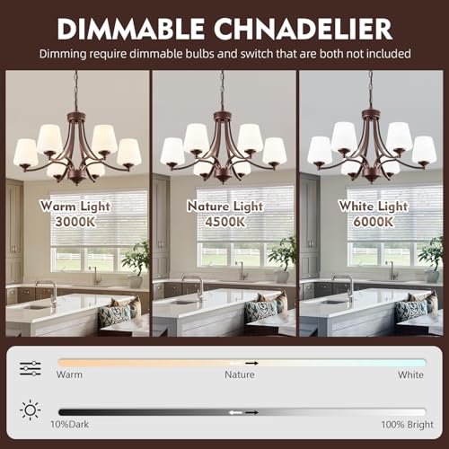 Oil Rubbed Bronze Farmhouse Chandelier for Dining Room Hanging Lighting Fixtures 6