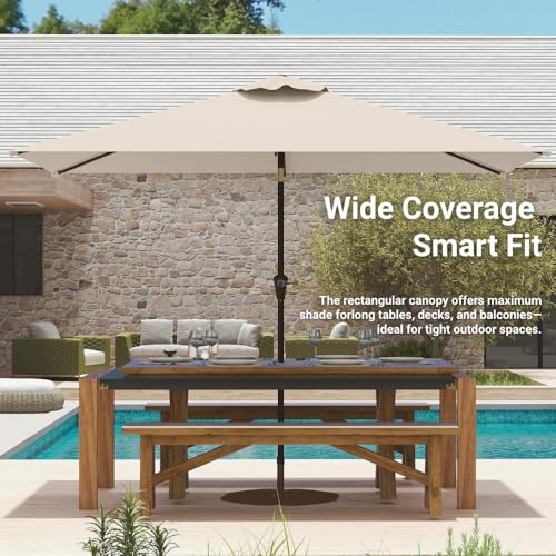 6.5' x 10' Rectangular Patio Umbrella Large Outdoor Market Umbrella w
