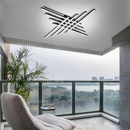 47" Black Modern LED Ceiling Light Fixtures With Remote