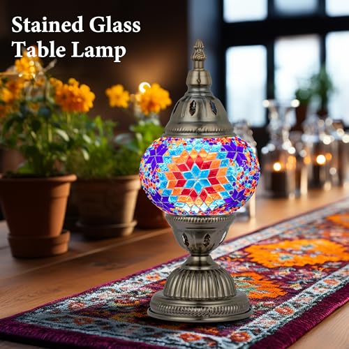 Turkish Mosaic Lamp Stained Glass Table Lamp with Tiffany Style