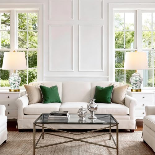Large Chinoiserie Ceramic Table Lamps Set of 2 for Living Room (2 Count)