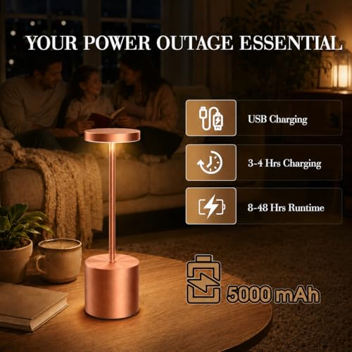 Rose Gold Cordless Table Lamps Set of 2 (2 Count)