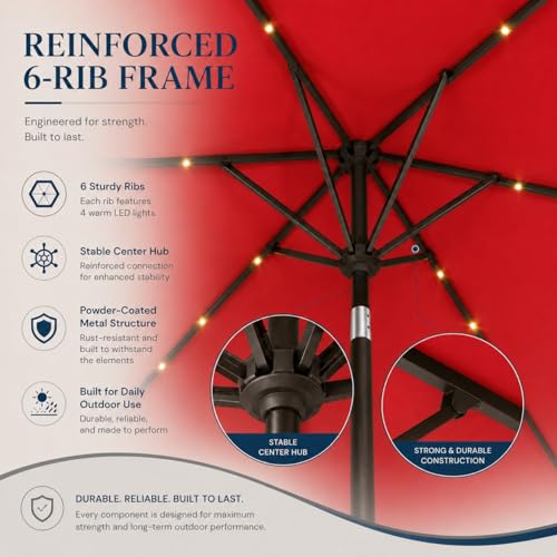 6.5 x 10ft Rectangular Patio Umbrella with Solar Lights