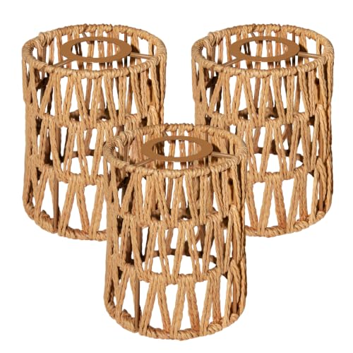 3 Pack Rattan Lamp Shades Boho Hanging Light Lamp Shades (3 Count)