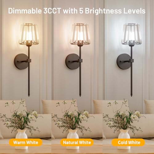 Crystal Battery Operated Wall Sconces Set of 2 (2 Count)