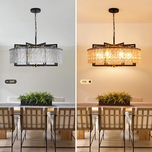 Crystal Chandeliers for Dining Room Light Fixture 30"Glass Pendant