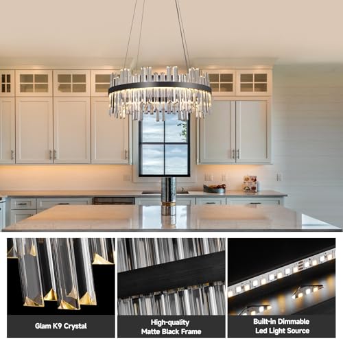 Black Led Modern Crystal Chandelier