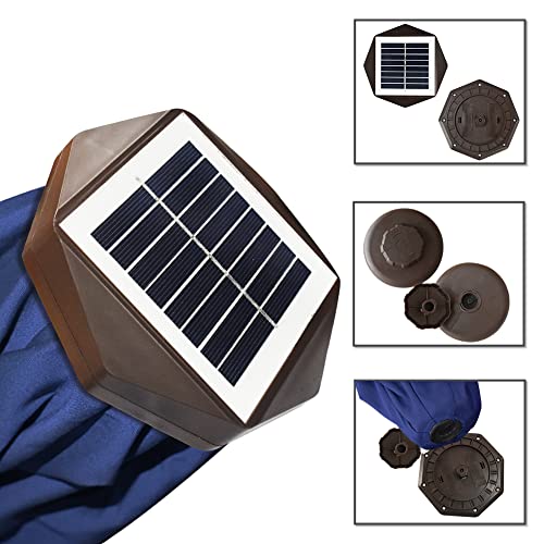 USA 10-Year-Non-Fading 9ft Market Patio Umbrella, Commercial Grade Table Sun Umbrella with 80 Solar LED Lights, Crank Open, Windproof & UPF 50+ UV Protection for Garden, Deck, Pool, Backyard, Navy Blue