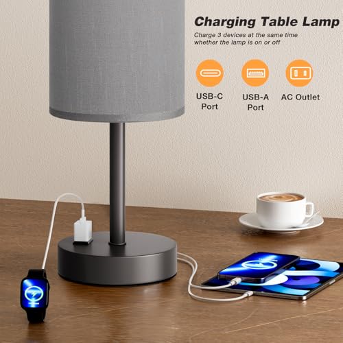 17.4" Grey Lamp for Bedroom
