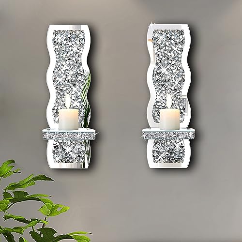 Set of 2 Crystal Crush Diamond Candle Sconces (2 Count)