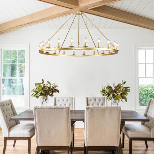 Large Gold Wagon Wheel Chandelier 48