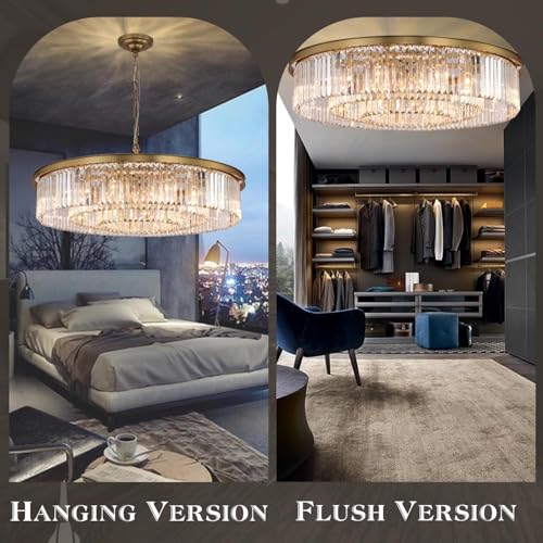 Large Crystal Chandelier Modern Luxury Pendant Ceiling Lights Fixture Antique Gold Chandelier for Dining Room Living Room 12