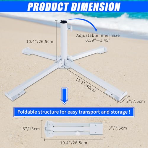 2 Pack Foldable Beach Umbrella Stand with Water Weight Bag