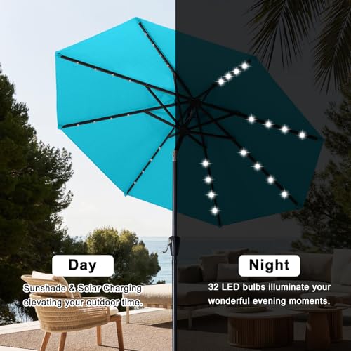 Solar Led Patio Umbrella with 32 Lights 10FT