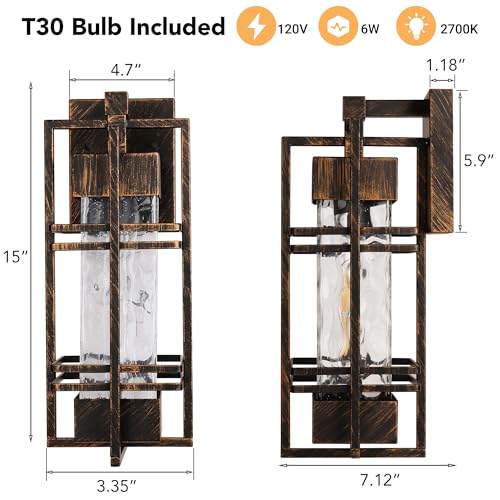 15" Outdoor Porch Light Fixtures Wall Mount (2 Count)