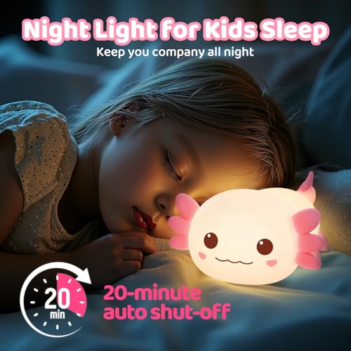 Huggwaii Squishy Axolotl Night Light for Kids