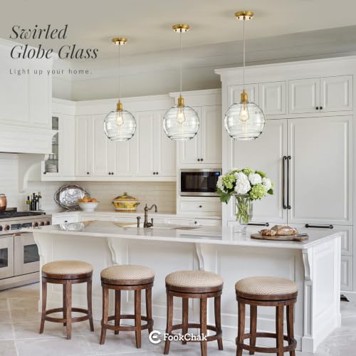 Gold Pendant Light Large Globe Glass Kitchen Light Fixture for Dining Room