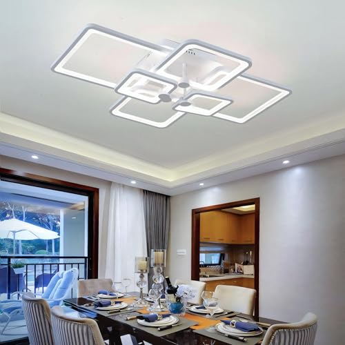 Dimmable White Modern Ceiling Lamp with Remote for for Living Room