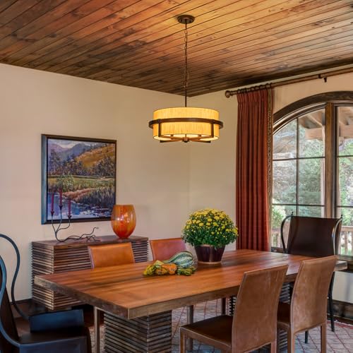 22" Drum Chandeliers for Dining Room with Off