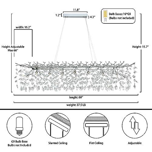 60" Silver Crystal Chandelier