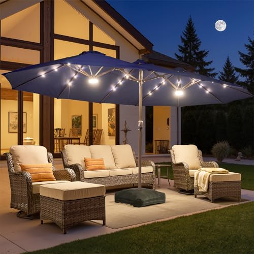 15 Ft Umbrella Outdoor Patio Solar Lights With Base