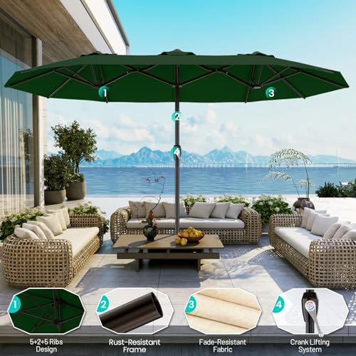 15FT Outdoor Patio Umbrella with Crank