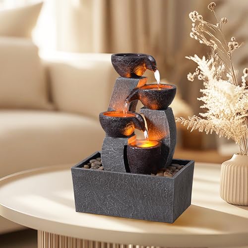 Tabletop Water Fountain with LED Lights