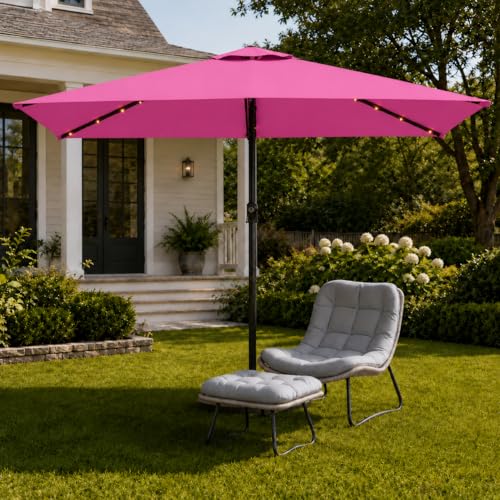 6.5 x 10ft Rectangular Patio Umbrella with Solar Lights