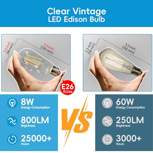 Edison Bulbs E26 LED Bulb 60 Watt Equivalent