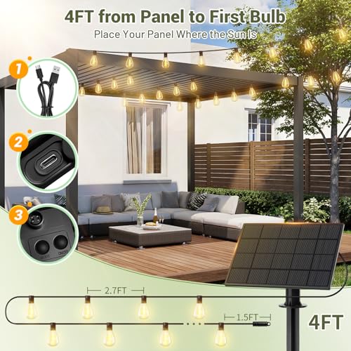 30FT Solar String Lights Waterproof