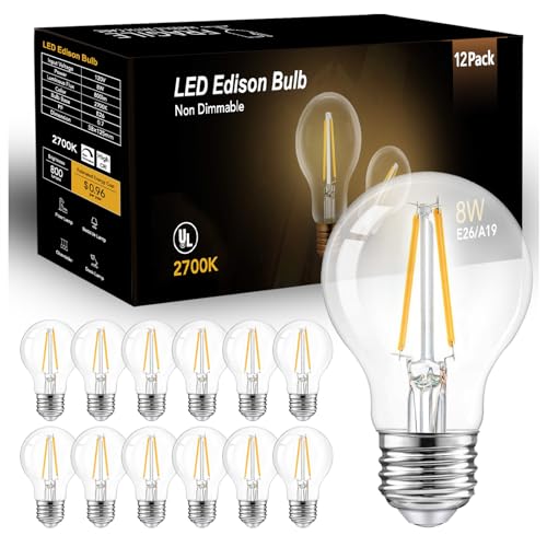 A19 Vintage LED Edison Bulbs (12 Count)