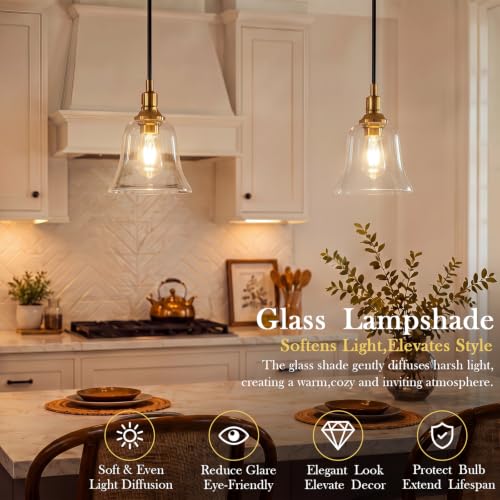 6 Pcs Clear Bell Shaped Glass Lamp Shade Replacement (6 Count)