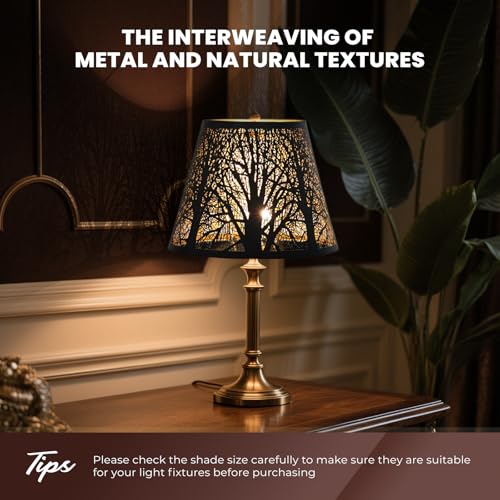 Etched Small Forest Metal Lampshade set of 2