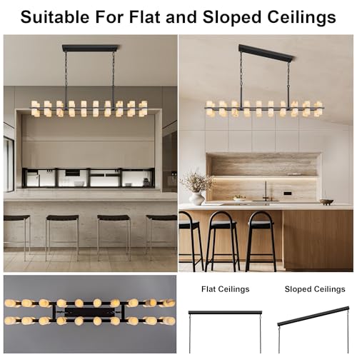 Alabaster Rectangular Chandelier for Dining Room