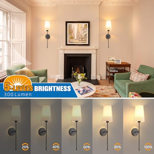 Black Battery Operated Wall Sconce Set of 2 (2 Count)