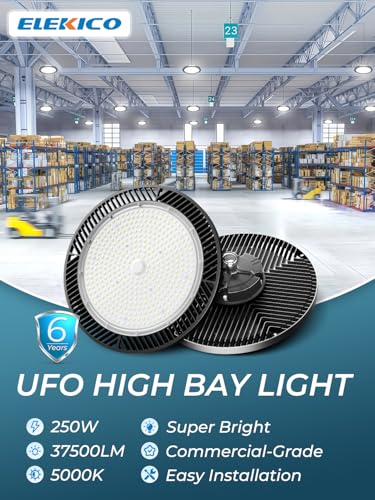 250W 37500LM 5000k 8pack UFO High Bay Led Shop Lights with Plug 5ft Cable (8 Count)