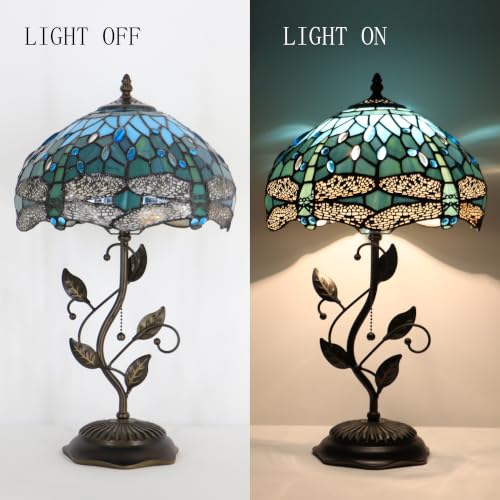 Tiffany Lamp Stained Glass Table Bedside Reading Light W12H19 inch