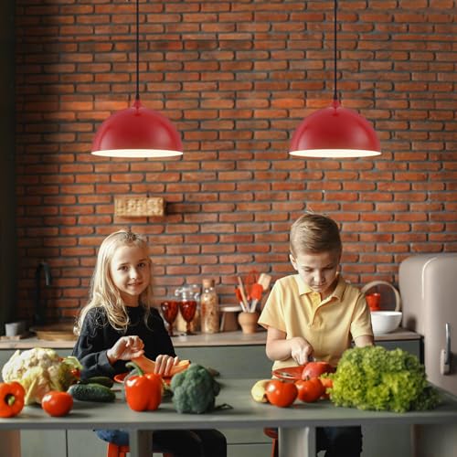 Red Plug in Pendant Light 2 Packs 11.8inch 14.7 ft (2 Count)