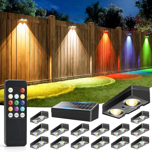 Solar Fence Lights with Remote (16 Count)