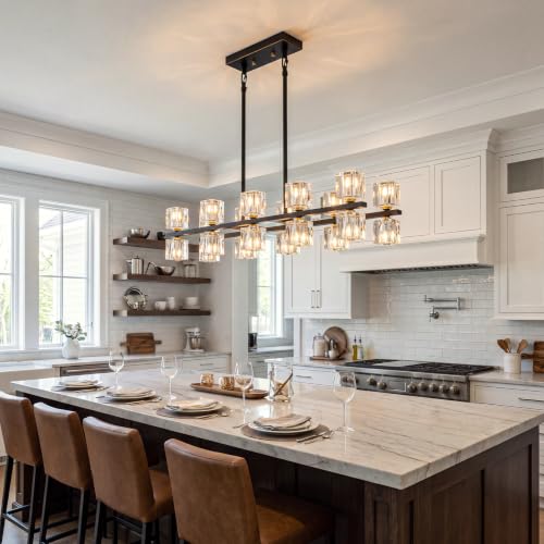 20 Light Linear Crystal Chandelier for Dining Room Kitchen Island 32inch