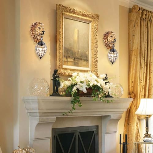2 Pack Gold Hallway Wall Sconce Light Crystal Glass Wall Mount Light 1 (2 Count)
