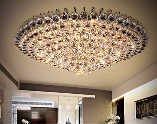 Luxury Crystal Chandelier Flush Mount 31.5" Modern Minimalist Design Pendant 15