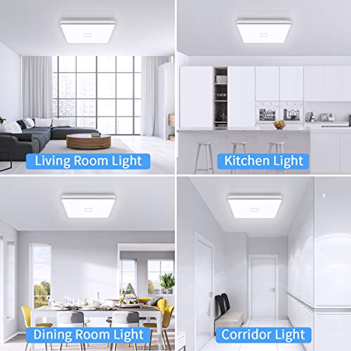 LED Ceiling Light Fixtures Flush Mount 12.8inch 24W Bright White Square LED Ceiling Lamp 5000K