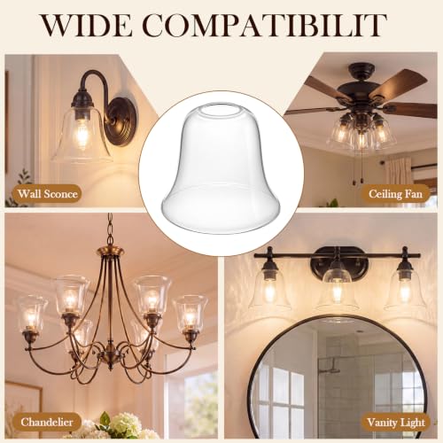 6 Pcs Clear Bell Shaped Glass Lamp Shade Replacement (6 Count)