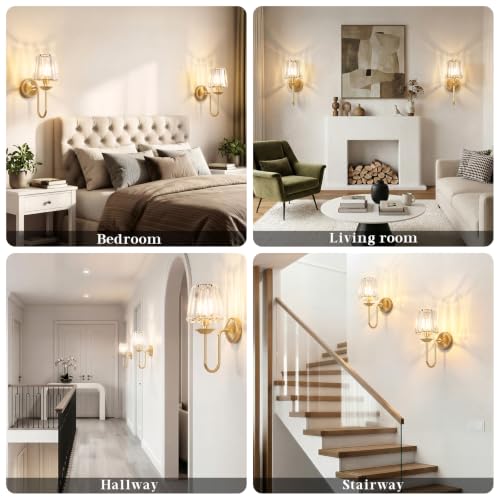 Gold Battery Operated Wall Sconces Set of Two